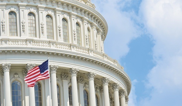 U.S. flag outside Capitol dome